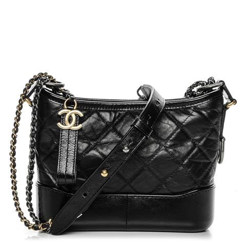 chanel aged calfskin quilted small gabrielle hobo beige black|chanel gabrielle purse bag.